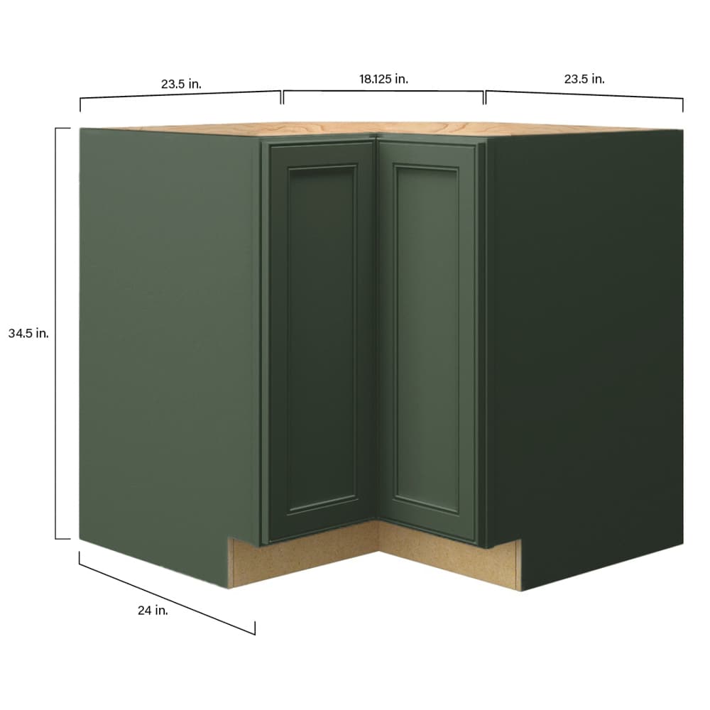 allen + roth Heathrow 36-in W x 34.5-in H x 24-in D Sage L-shaped Corner Base Fully Assembled Cabinet (Recessed Panel Mitered Style)