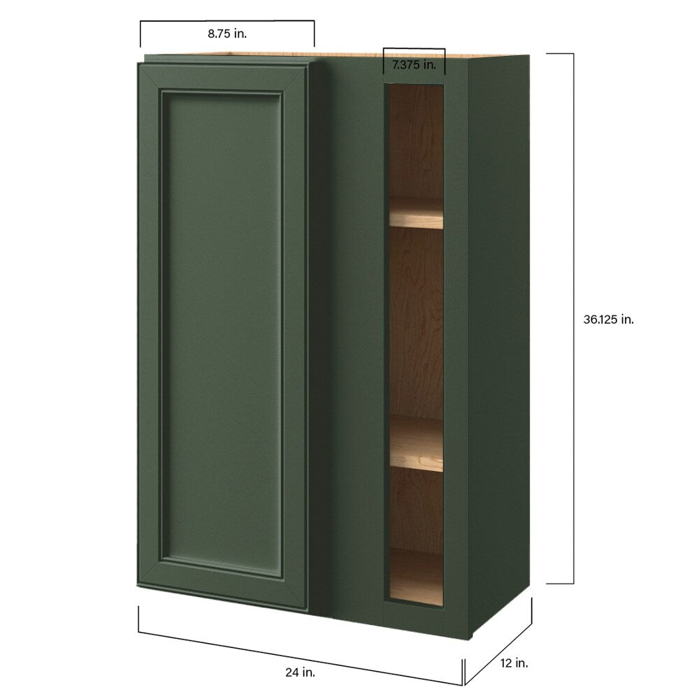 allen + roth Heathrow 24-in W x 39.125-in H x 12-in D Sage Blind Corner Wall Fully Assembled Cabinet (Recessed Panel Square Style)