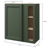 allen + roth Heathrow 27-in W x 30.125-in H x 12-in D Sage Blind Corner Wall Fully Assembled Cabinet (Recessed Panel Square Style)