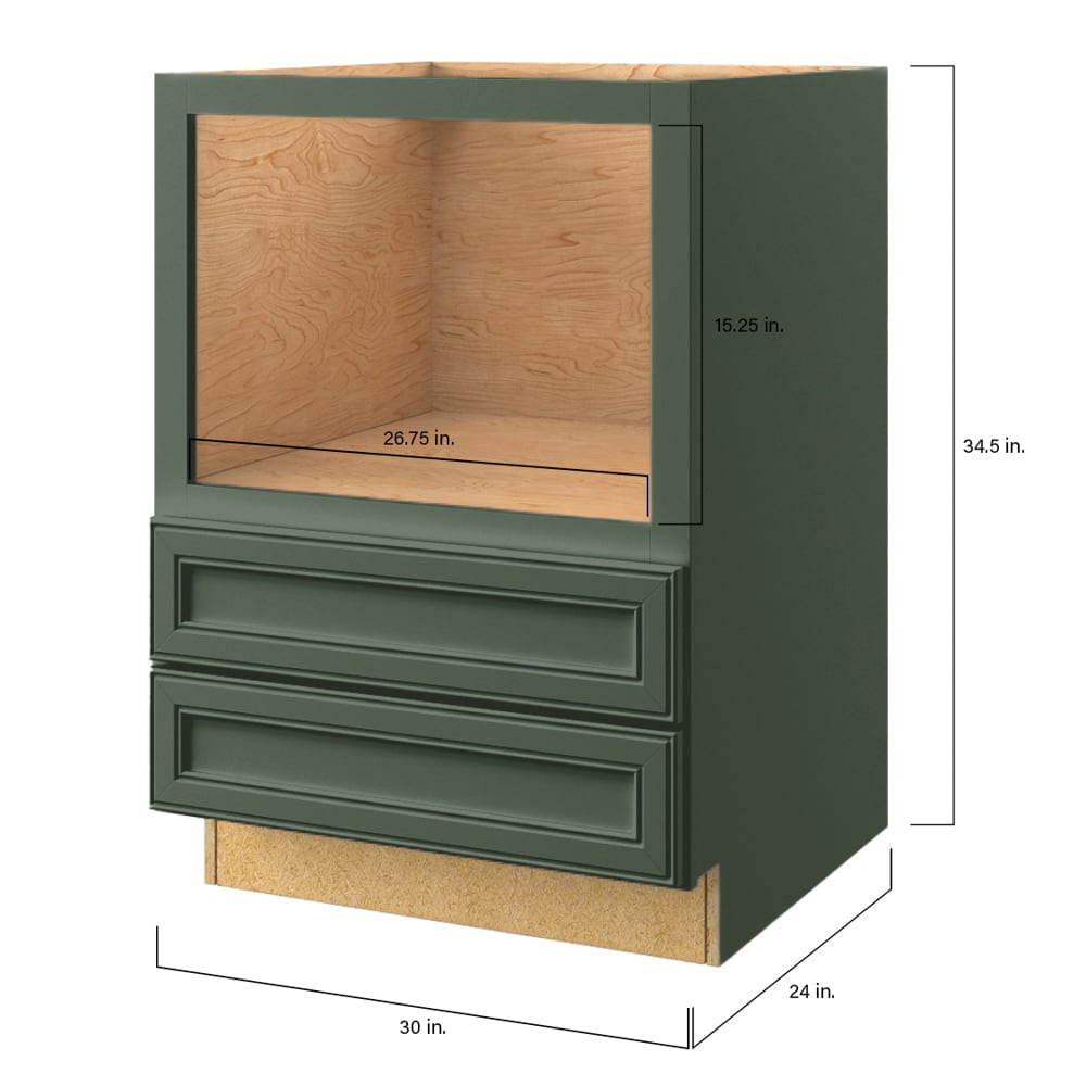 allen + roth Heathrow 30-in W x 34.5-in H x 24-in D Sage 2-Drawers Microwave Base Fully Assembled Cabinet (Recessed Panel Style)