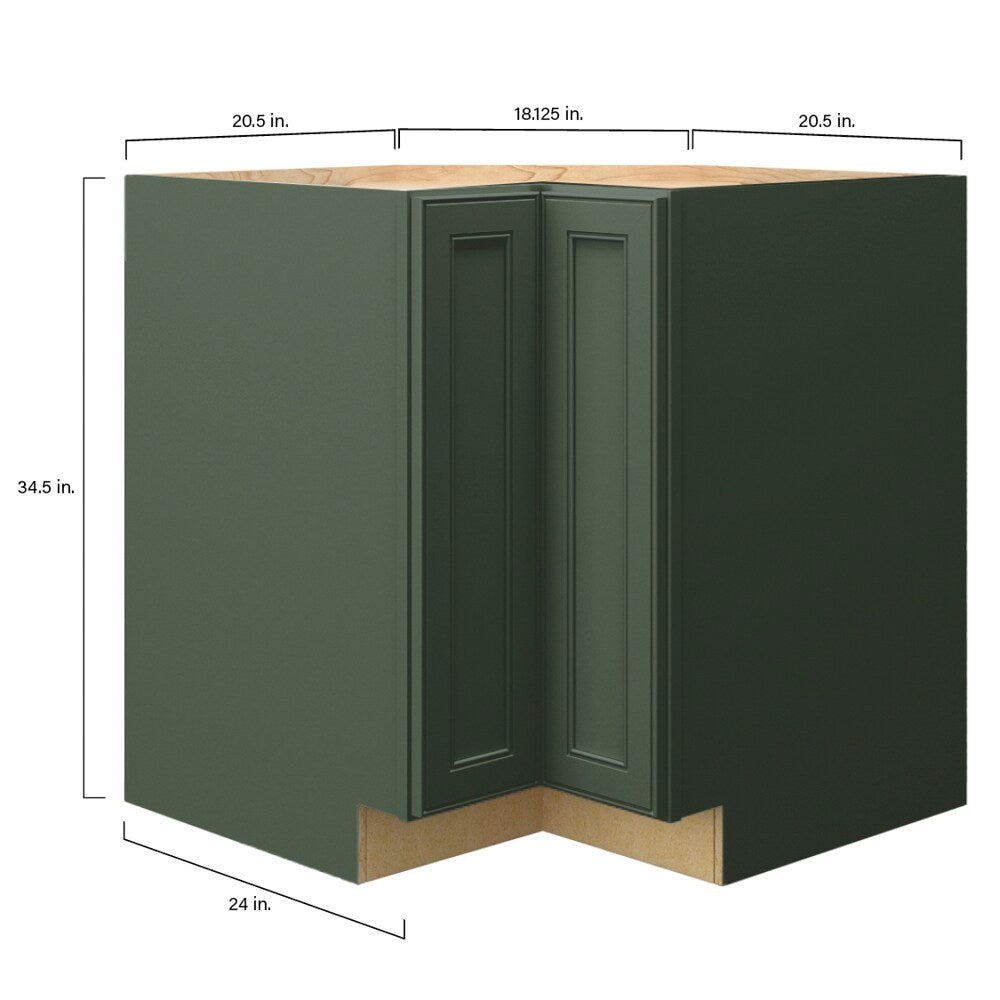 allen + roth Heathrow 33-in W x 34.5-in H x 24-in D Sage Lazy Susan Corner Base Fully Assembled Cabinet (Recessed Panel Style)