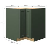 allen + roth Heathrow 33-in W x 34.5-in H x 24-in D Sage Lazy Susan Corner Base Fully Assembled Cabinet (Recessed Panel Style)
