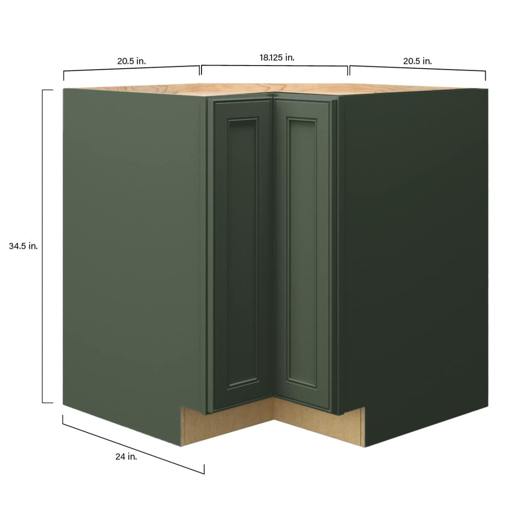 allen + roth Heathrow 33-in W x 34.5-in H x 24-in D Sage Lazy Susan Corner Base Fully Assembled Cabinet (Recessed Panel Mitered Style)
