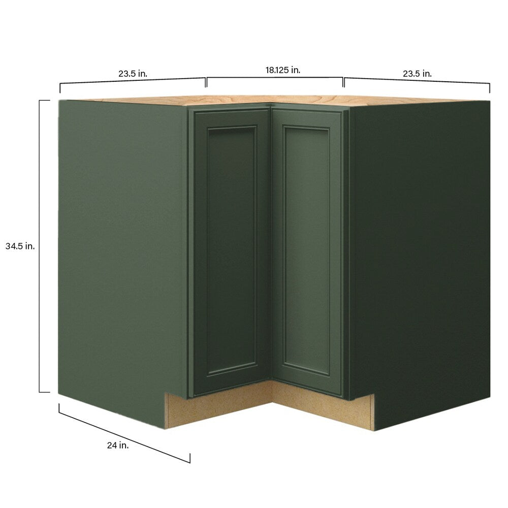 allen + roth Heathrow 36-in W x 34.5-in H x 24-in D Sage Lazy Susan Corner Base Fully Assembled Cabinet (Recessed Panel Style)
