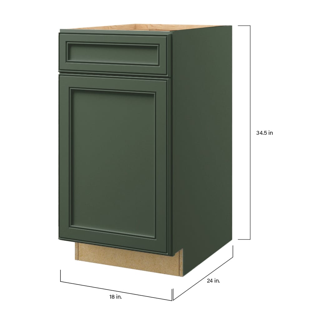 allen + roth Heathrow 18-in W x 34.5-in H x 24-in D Sage 1-Drawer Pull-out Wastebasket Base Fully Assembled Cabinet (Recessed Panel Style)