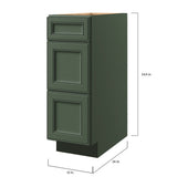 allen + roth Heathrow 12-in W x 34.5-in H x 24-in D Sage 3-Drawer Base Fully Assembled Cabinet (Recessed Panel Style)