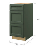 allen + roth Heathrow 15-in W x 34.5-in H x 24-in D Sage 3-Drawer Base Fully Assembled Cabinet (Recessed Panel Style)