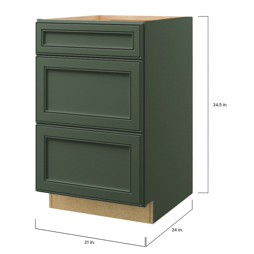 allen + roth Heathrow 21-in W x 34.5-in H x 24-in D Sage 3-Drawer Base Fully Assembled Cabinet (Recessed Panel Style)