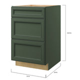 allen + roth Heathrow 21-in W x 34.5-in H x 24-in D Sage 3-Drawer Base Fully Assembled Cabinet (Recessed Panel Style)