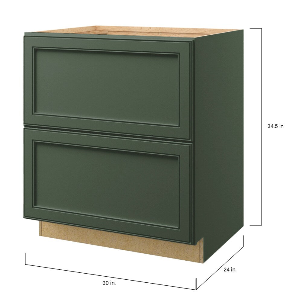 allen + roth Heathrow 30-in W x 34.5-in H x 24-in D Sage 2-Drawer Base Fully Assembled Cabinet (Recessed Panel Style)