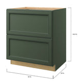 allen + roth Heathrow 30-in W x 34.5-in H x 24-in D Sage 2-Drawer Base Fully Assembled Cabinet (Recessed Panel Style)