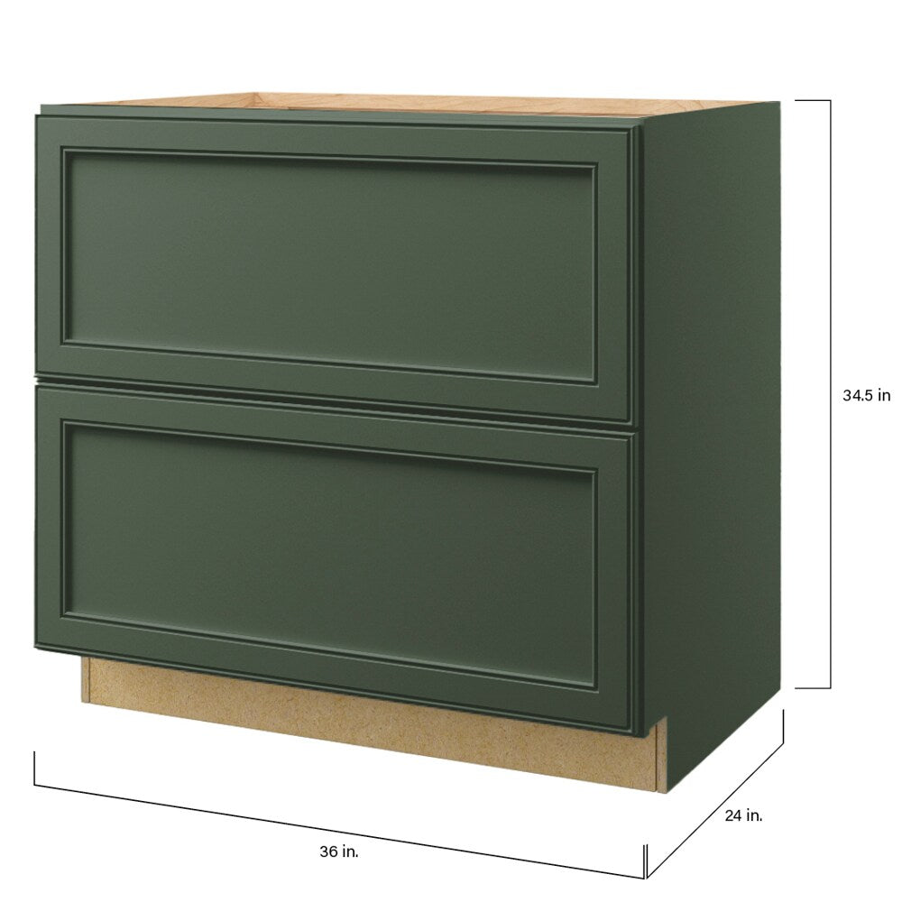 allen + roth Heathrow 36-in W x 34.5-in H x 24-in D Sage 2-Drawer Base Fully Assembled Cabinet (Recessed Panel Style)