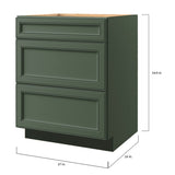 allen + roth Heathrow 27-in W x 34.5-in H x 24-in D Sage 3-Drawer Base Fully Assembled Cabinet (Recessed Panel Style)