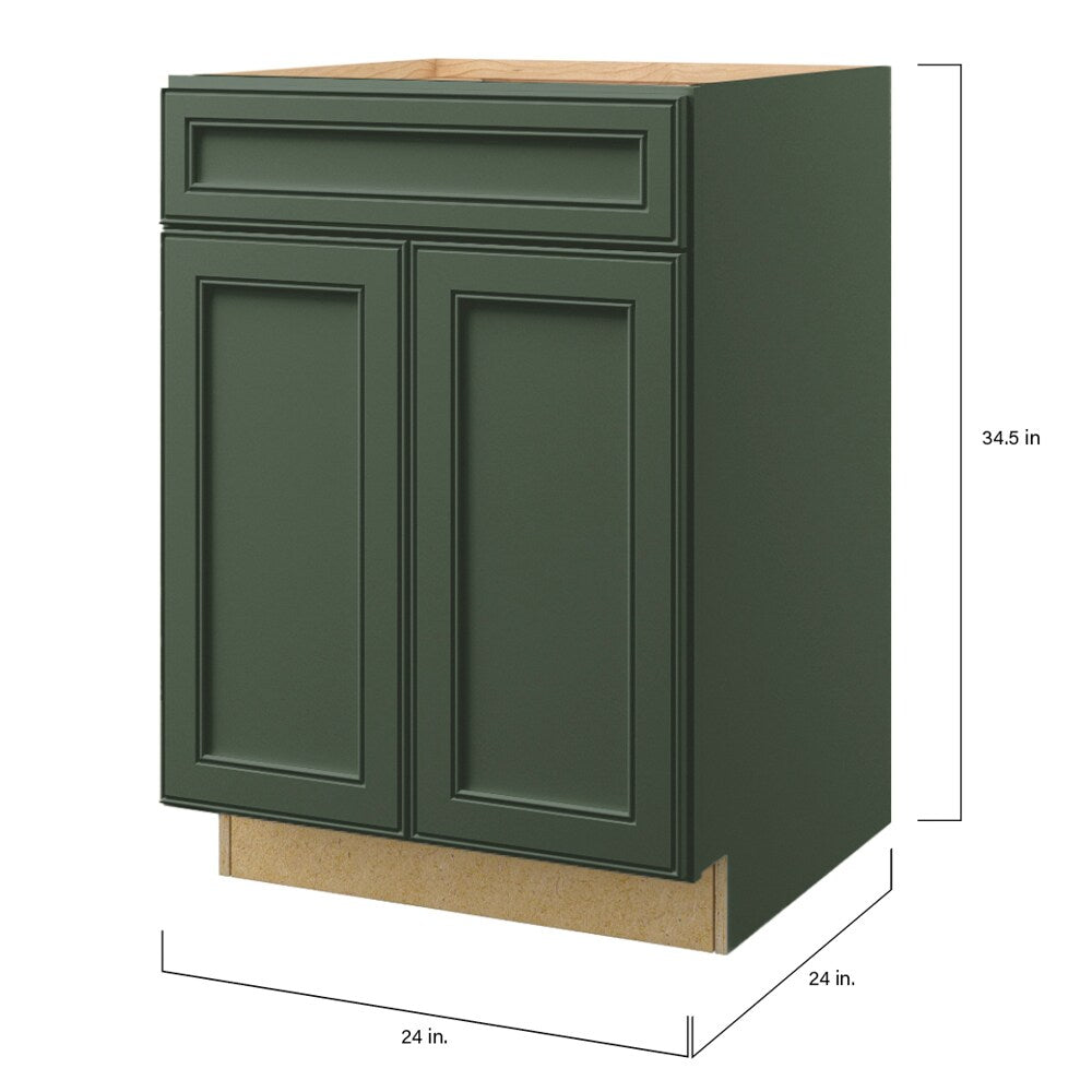 allen + roth Heathrow 24-in W x 34.5-in H x 24-in D Sage 1-Drawer Base Fully Assembled Cabinet (Raised Panel Square Style)