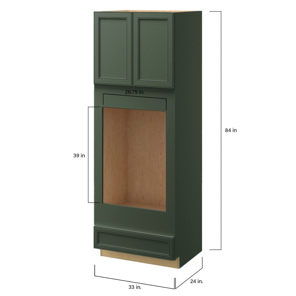 allen + roth Heathrow 33-in W x 84-in H x 24-in D Sage 1-Drawer Single or Double Oven Wall Fully Assembled Cabinet (Raised Panel Square Style)