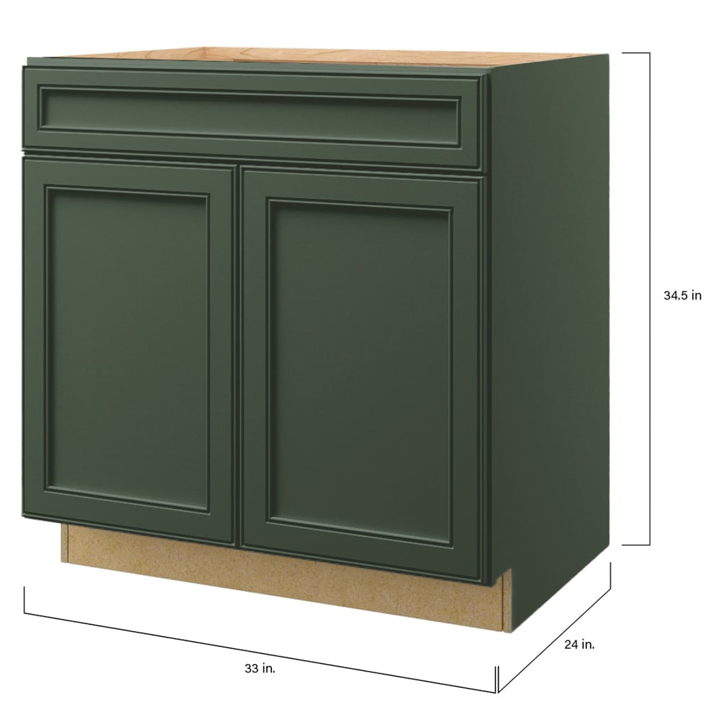 allen + roth Heathrow 33-in W x 34.5-in H x 24-in D Sage Sink Base Fully Assembled Cabinet (Recessed Panel Mitered Style)