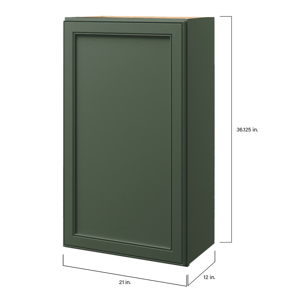 allen + roth Heathrow 21-in W x 39.125-in H x 12-in D Sage Wall Fully Assembled Cabinet (Recessed Panel Square Door Style)