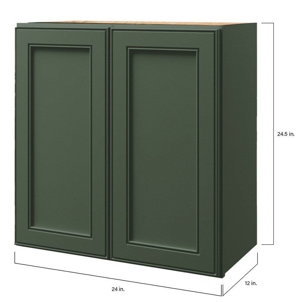 allen + roth Heathrow 24-in W x 24.5-in H x 12-in D Sage Wall Fully Assembled Cabinet (Recessed Panel Square Door Style)