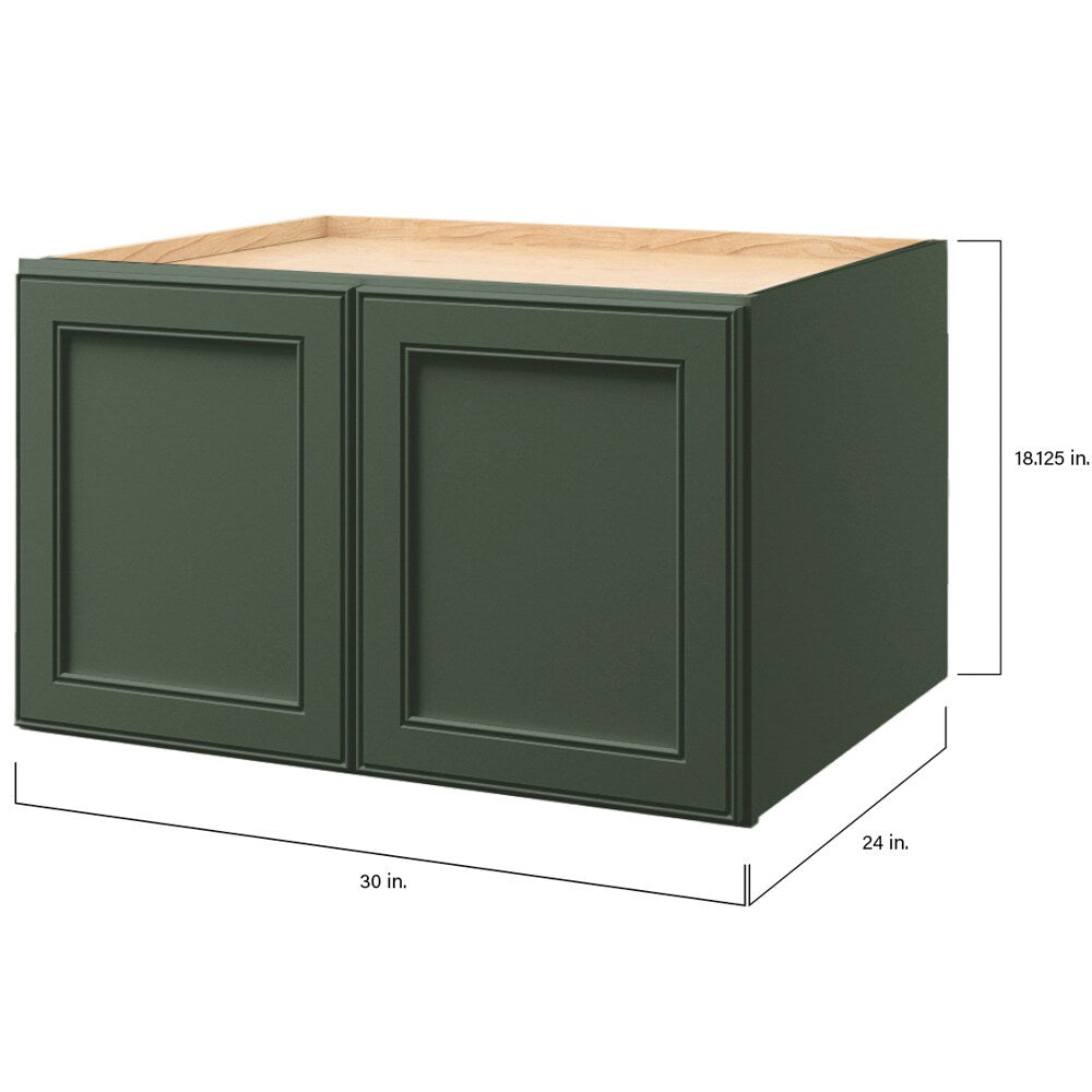 allen + roth Heathrow 30-in W x 18.125-in H x 24-in D Sage Wall Fully Assembled Cabinet (Recessed Panel Mitered Door Style)
