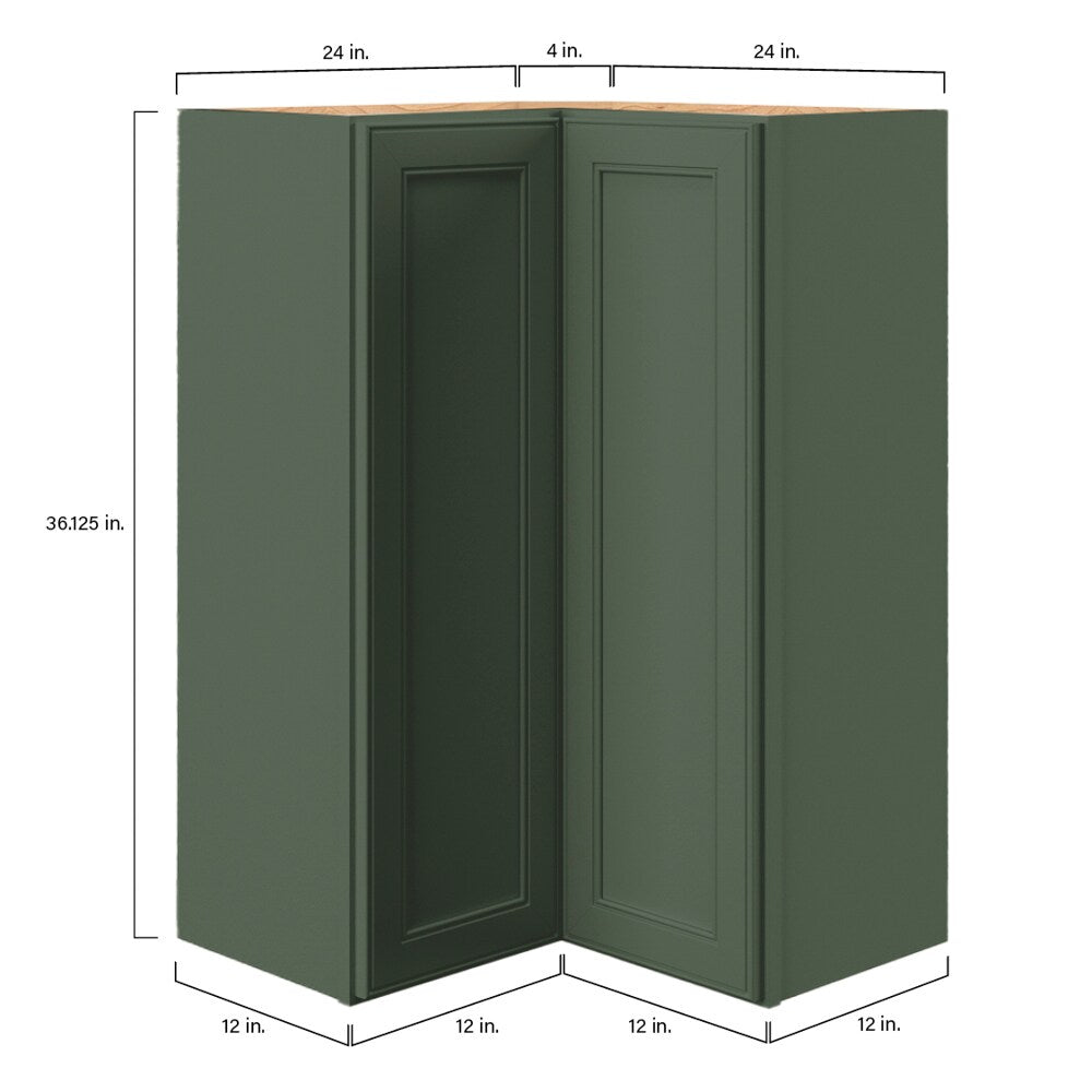 allen + roth Heathrow 24-in W x 36.125-in H x 12-in D Sage L-shaped Corner Wall Fully Assembled Cabinet (Recessed Panel Square Style)