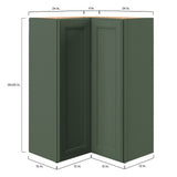 allen + roth Heathrow 24-in W x 36.125-in H x 12-in D Sage L-shaped Corner Wall Fully Assembled Cabinet (Recessed Panel Square Style)