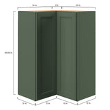 allen + roth Heathrow 24-in W x 39.125-in H x 12-in D Sage L-shaped Corner Wall Fully Assembled Cabinet (Recessed Panel Square Style)