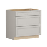 Shenandoah PRO Express Breckenridge 36-in W x 34.5-in H x 24-in D Stone Full Overlay Maple 3-Drawer Base Fully Assembled Plywood Cabinet (Recessed Panel Style)