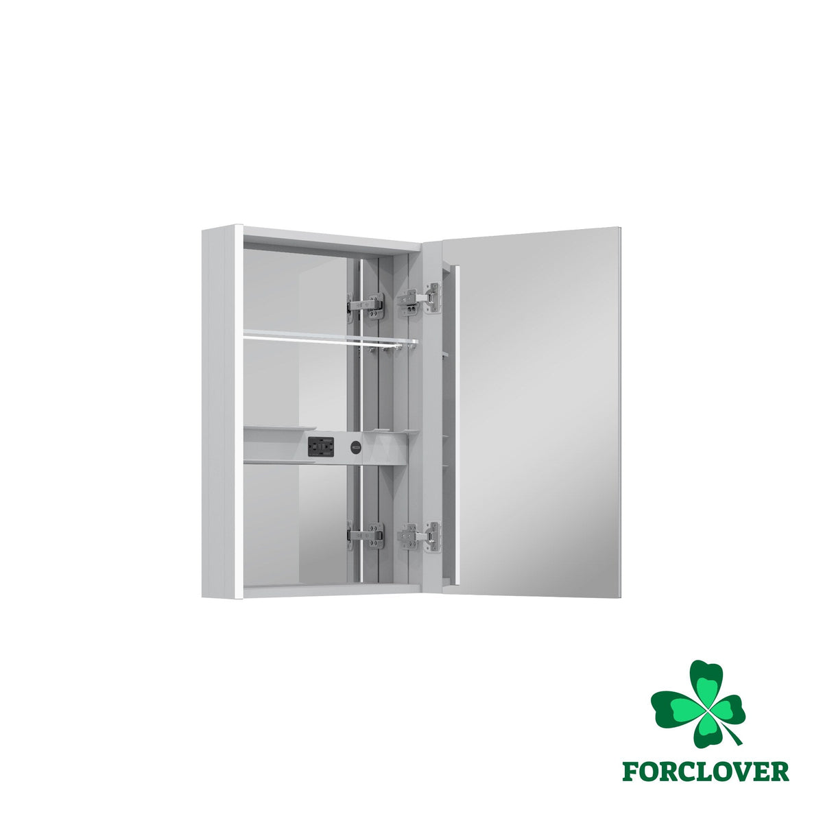 Forclover 20-in x 30-in Lighted LED Fog Free Surface Mount Aluminum Mirrored Soft Close Medicine Cabinet with Outlet