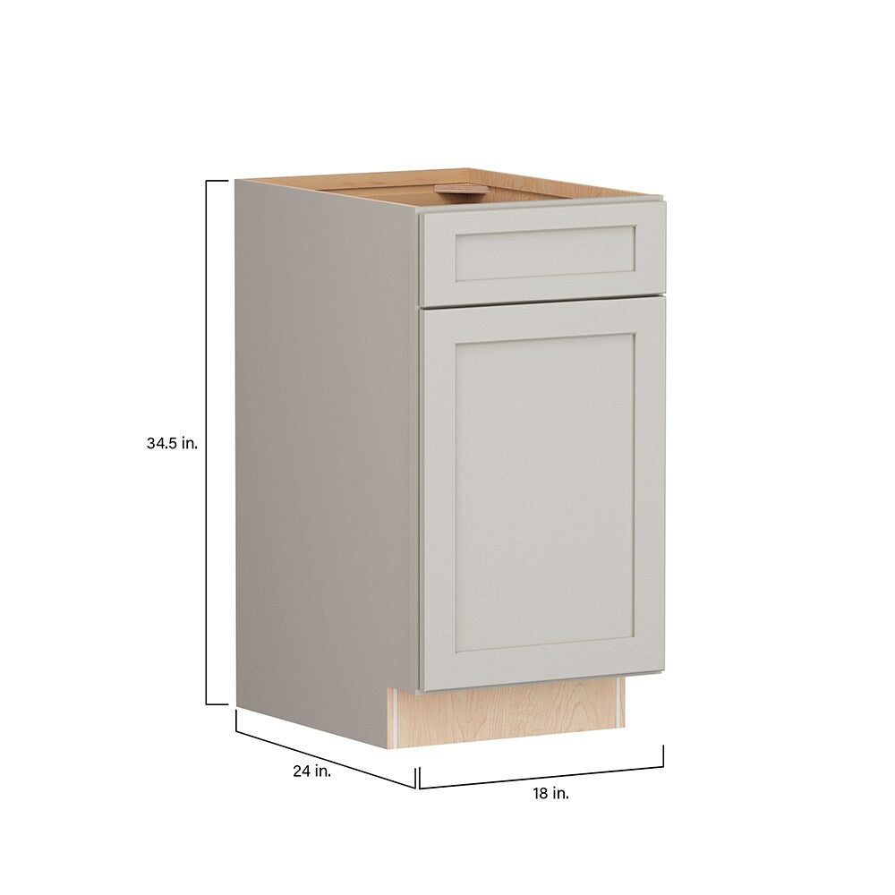 Shenandoah PRO Express Breckenridge 18-in W x 34.5-in H x 24-in D Stone Full Overlay 1-Drawer Base Fully Assembled Plywood Cabinet (Recessed Panel Shaker Style)