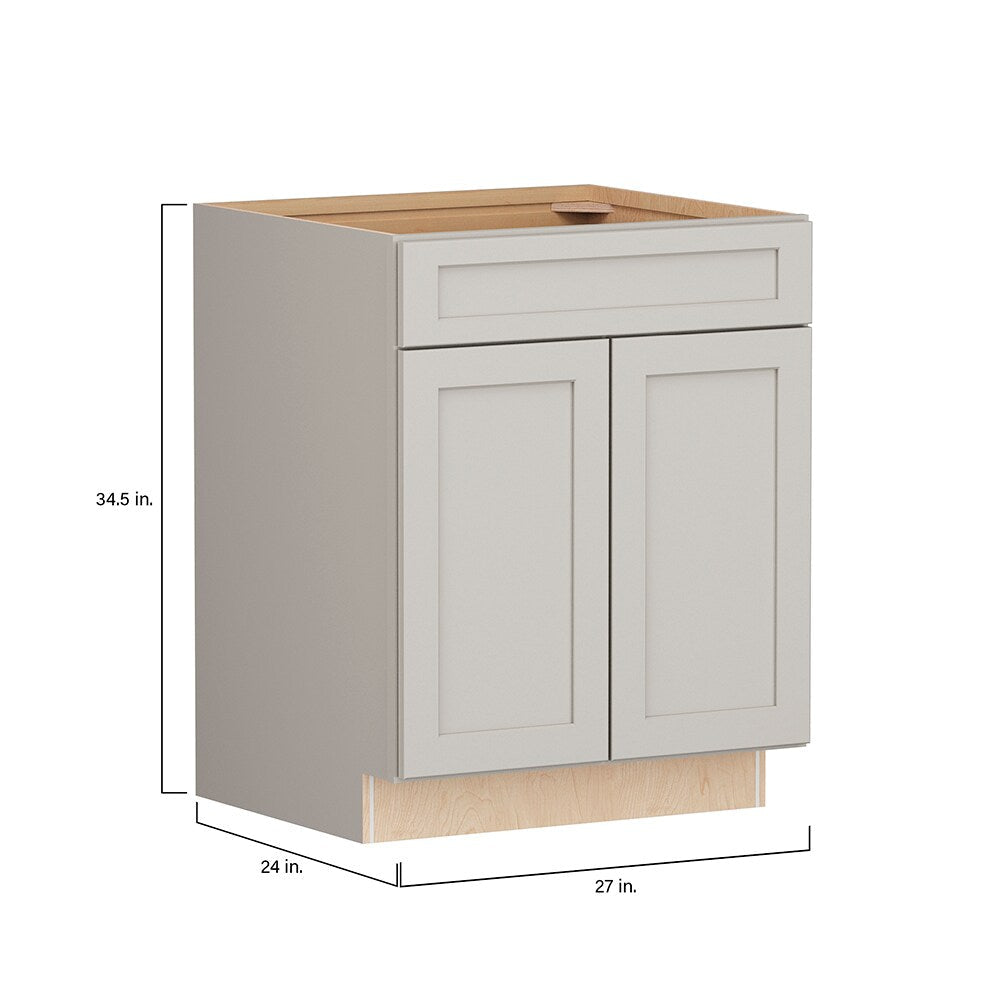 Shenandoah PRO Express Breckenridge 27-in W x 34.5-in H x 24-in D Stone Full Overlay Maple 1-Drawer Base Fully Assembled Plywood Cabinet (Recessed Panel Shaker Style)