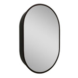 WELLFOR 24-in x 36-in Surface Mount Black Mirrored Oval Medicine Cabinet