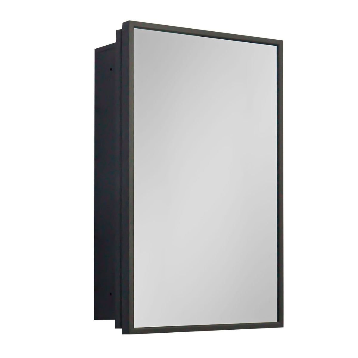 WELLFOR 16-in x 24-in Surface/Recessed Mount Black Mirrored Medicine Cabinet