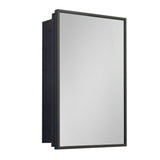 WELLFOR 16-in x 24-in Surface/Recessed Mount Black Mirrored Medicine Cabinet