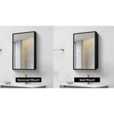 WELLFOR 16-in x 24-in Surface/Recessed Mount Black Mirrored Medicine Cabinet