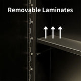 WELLFOR 16-in x 24-in Surface/Recessed Mount Black Mirrored Medicine Cabinet