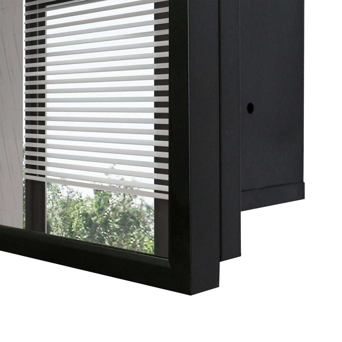 WELLFOR 16-in x 24-in Surface/Recessed Mount Black Mirrored Medicine Cabinet