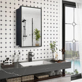 WELLFOR 16-in x 24-in Surface/Recessed Mount Black Mirrored Medicine Cabinet