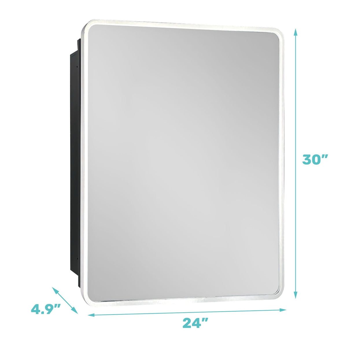 WELLFOR 24-in x 30-in Surface/Recessed Mount Silver Mirrored Medicine Cabinet