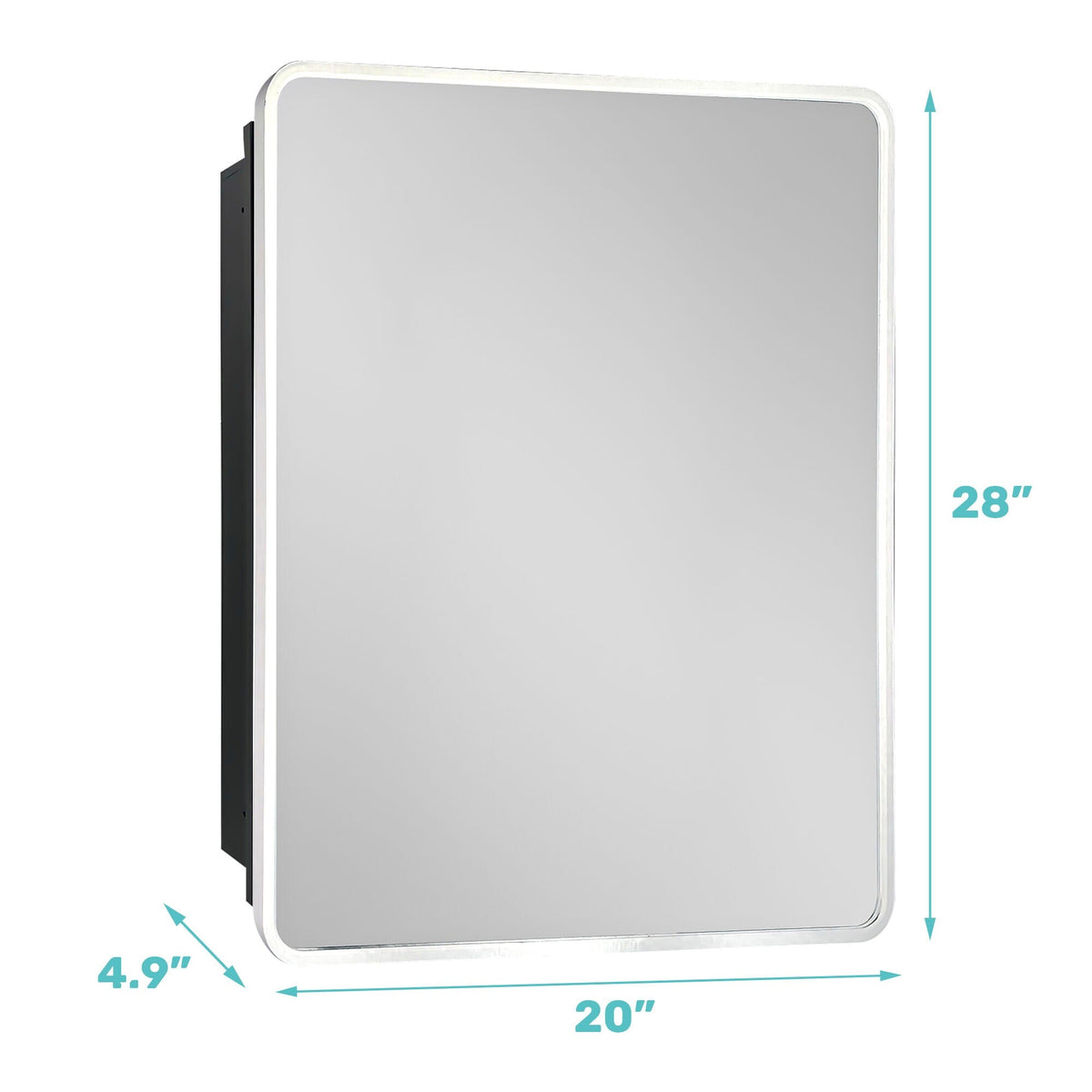 WELLFOR 20-in x 28-in Surface/Recessed Mount Silver Mirrored Medicine Cabinet