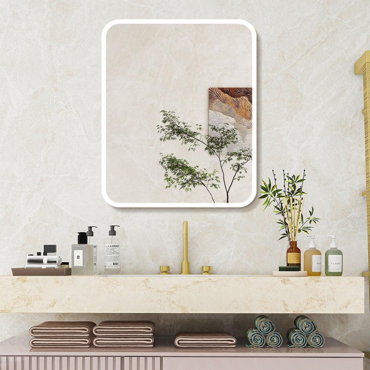 WELLFOR 20-in x 28-in Surface/Recessed Mount Silver Mirrored Medicine Cabinet