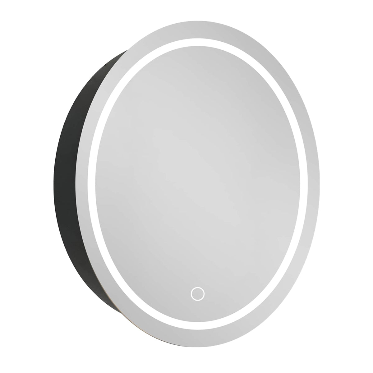 WELLFOR 26-in x 26-in Lighted LED Fog Free Surface Mount Silver Mirrored Round Medicine Cabinet