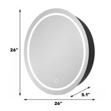 WELLFOR 26-in x 26-in Lighted LED Fog Free Surface Mount Silver Mirrored Round Medicine Cabinet