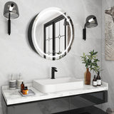 WELLFOR 26-in x 26-in Lighted LED Fog Free Surface Mount Silver Mirrored Round Medicine Cabinet