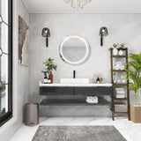 WELLFOR 26-in x 26-in Lighted LED Fog Free Surface Mount Silver Mirrored Round Medicine Cabinet