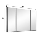 WELLFOR 36-in x 26-in Surface/Recessed Mount Aluminium Mirrored Soft Close Medicine Cabinet