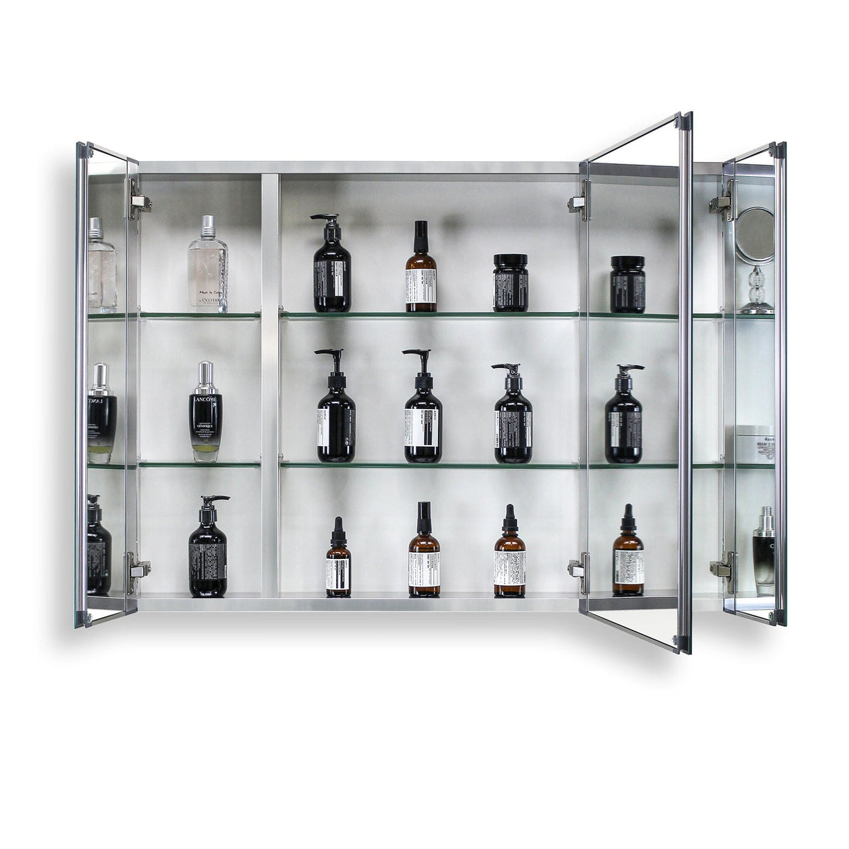 WELLFOR 36-in x 26-in Surface/Recessed Mount Aluminium Mirrored Soft Close Medicine Cabinet