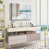 WELLFOR 36-in x 26-in Surface/Recessed Mount Aluminium Mirrored Soft Close Medicine Cabinet