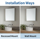 WELLFOR 24-in x 30-in Surface/Recessed Mount Aluminium Mirrored Soft Close Medicine Cabinet