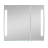 WELLFOR 30-in x 26-in Lighted LED Fog Free Surface Mount Black and Silver Mirrored Medicine Cabinet
