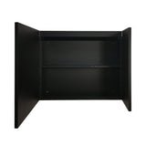WELLFOR 30-in x 26-in Lighted LED Fog Free Surface Mount Black and Silver Mirrored Medicine Cabinet